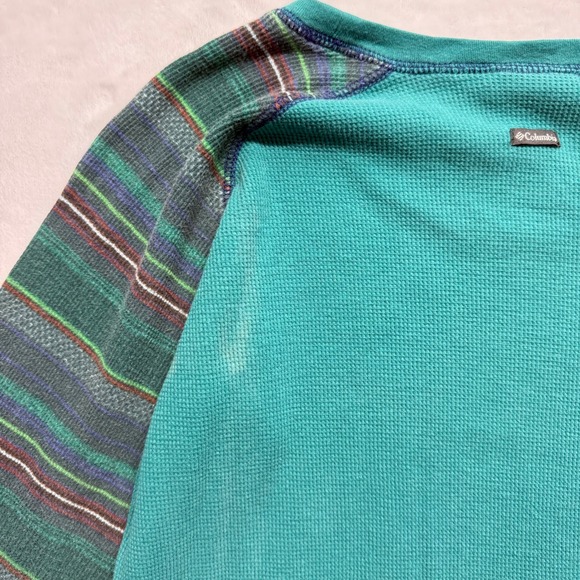 Columbia Long Sleeve Thermal Shirt Plaid Sleeve Teal XL Mens Womens Unisex - Picture 7 of 8